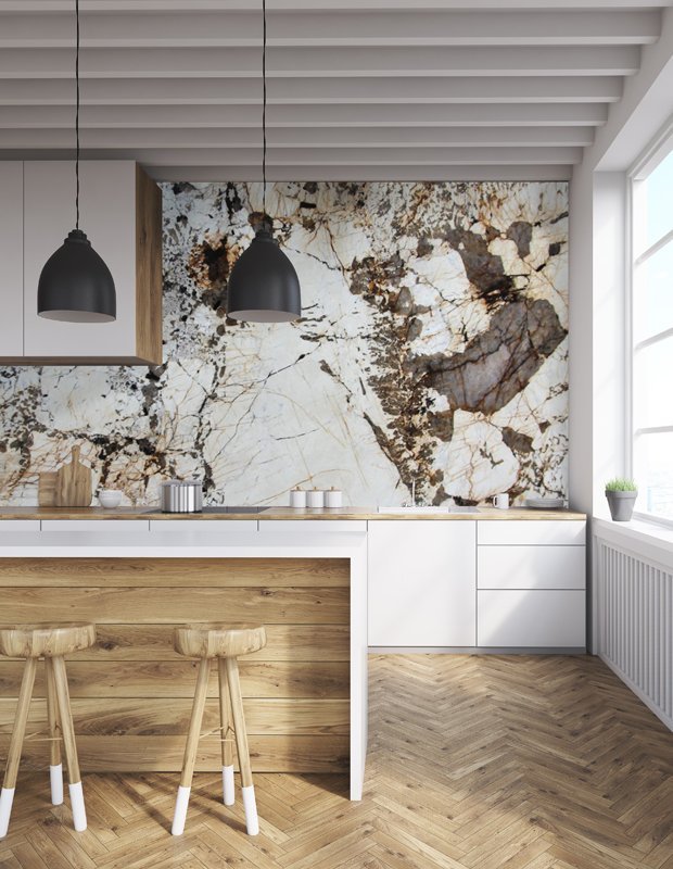 white kitchen by companyΒ Nordiska Kok exquisite statement stones