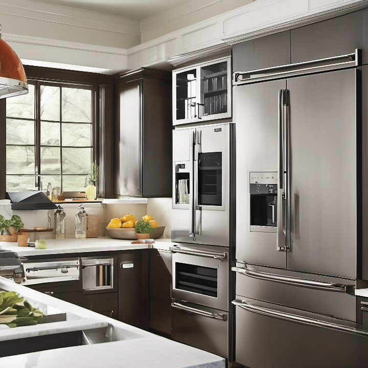 Sleek stainless steel french-door refrigerators Sleek stainless steel french-door refrigerators