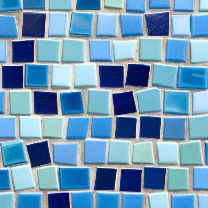 Mosaic tiles with blue grout 1