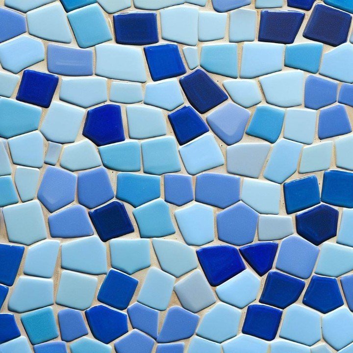 Mosaic tiles with blue grout 3