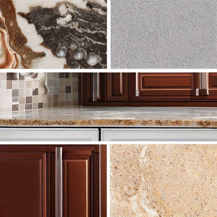 different countertop materia marble collage
