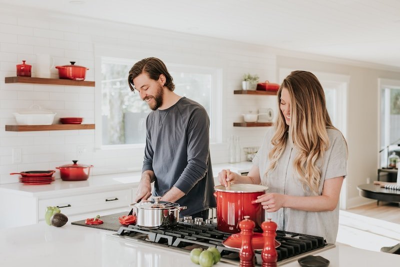 man and woman on new kitchen remodel