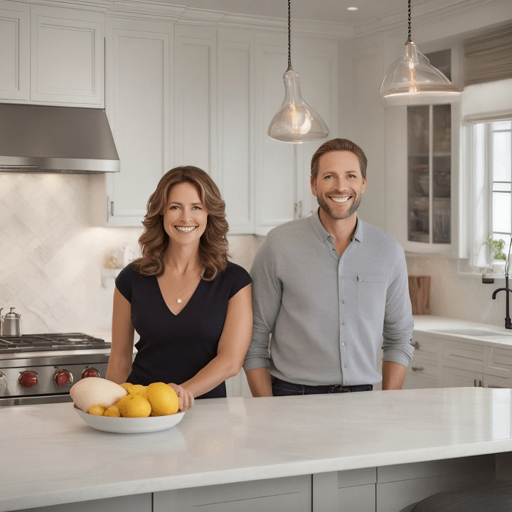 happy couple in remodel kitchn min